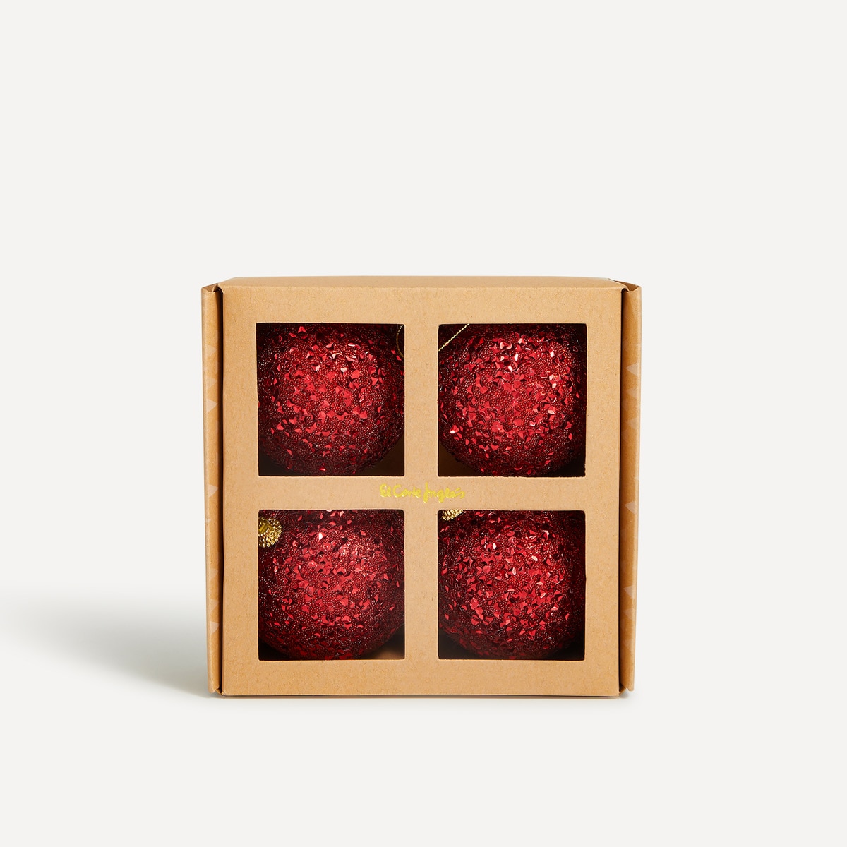 Conjunto de 4 Bolas Vermelhas com Pedras Vermelho-3