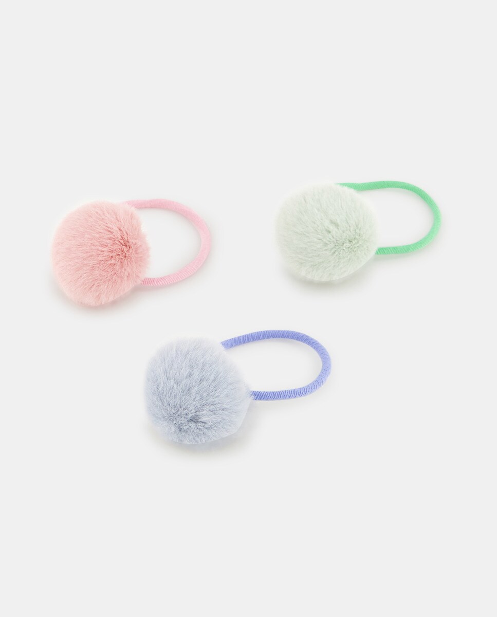 Lot de trois chouchous à pompons