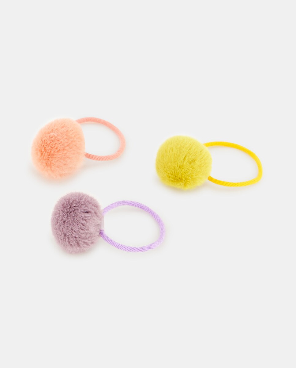 Lot de trois chouchous à pompons