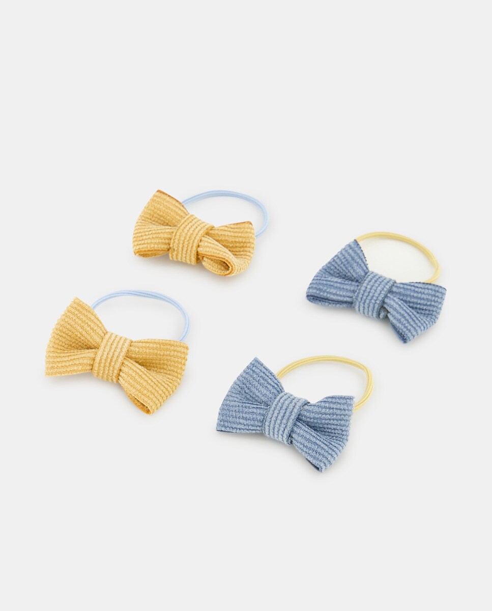 Lot de quatre chouchous avec n?ud côtelé