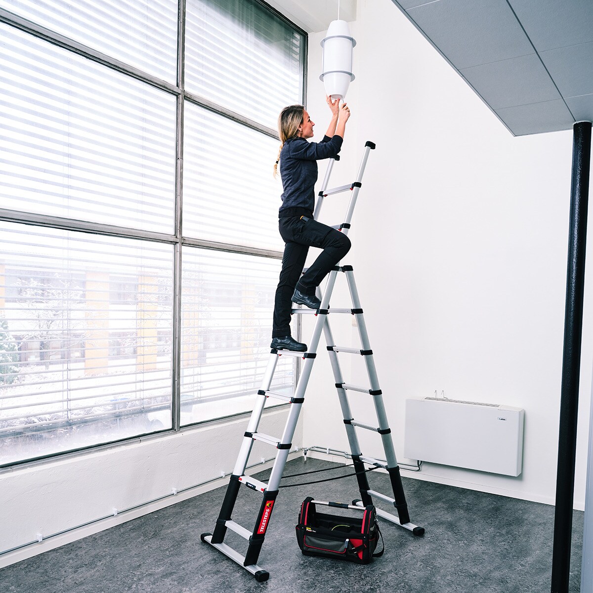 Escada Telescópica 2 Secções Combi Line - 3 m Aço/Preto-5