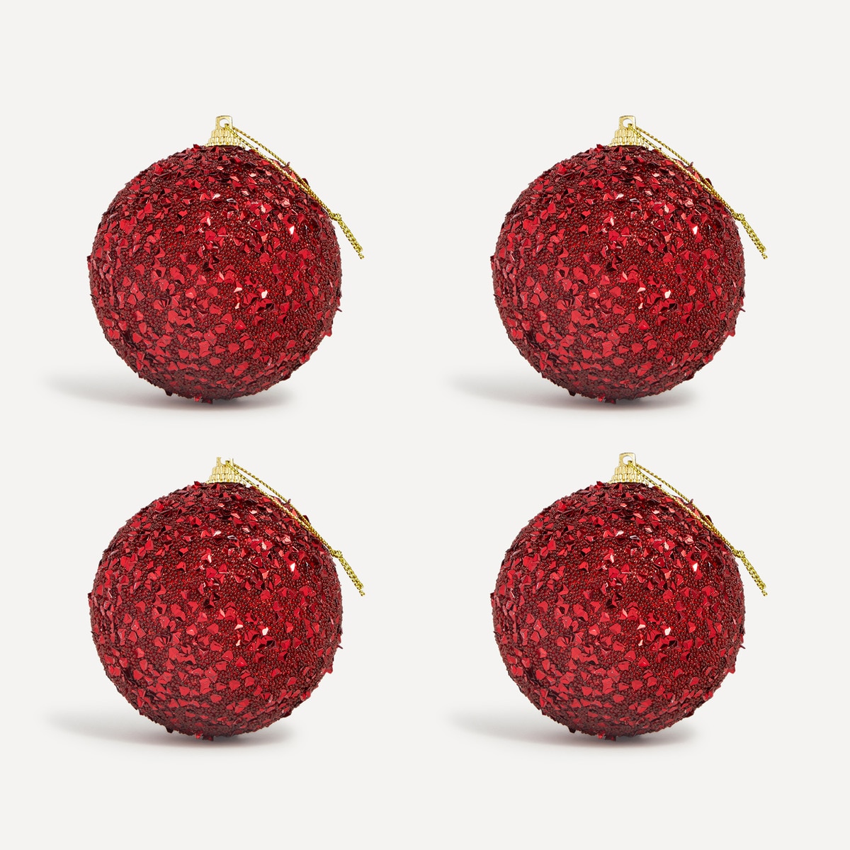 Conjunto de 4 Bolas Vermelhas com Pedras Vermelho-1