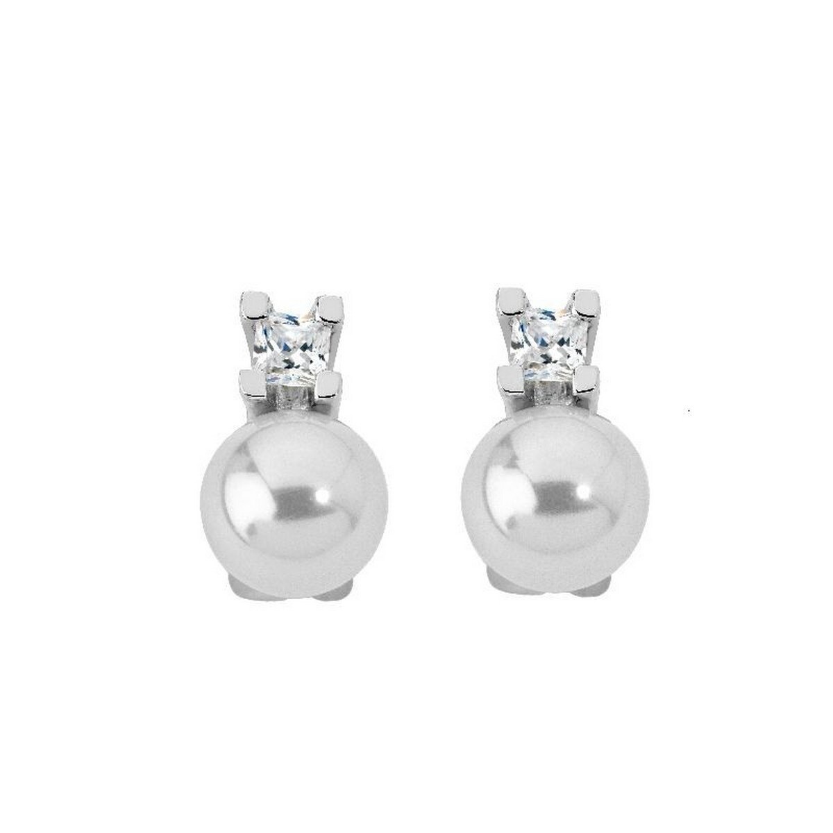Brincos Selene de Prata e Pérolas - Branco Branco-1