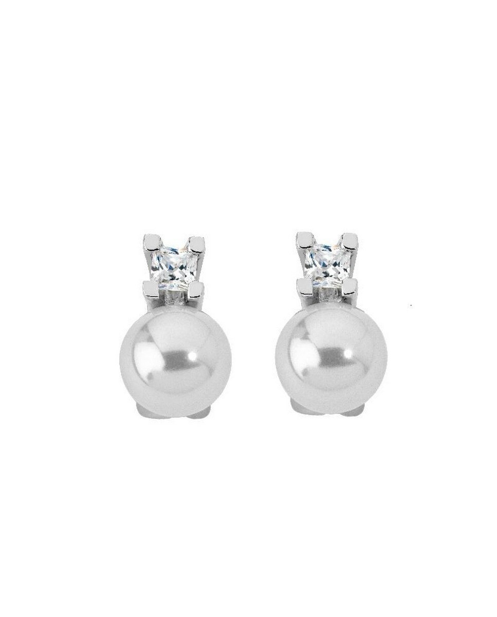 Brincos Selene de Prata e Pérolas - Branco Branco-1