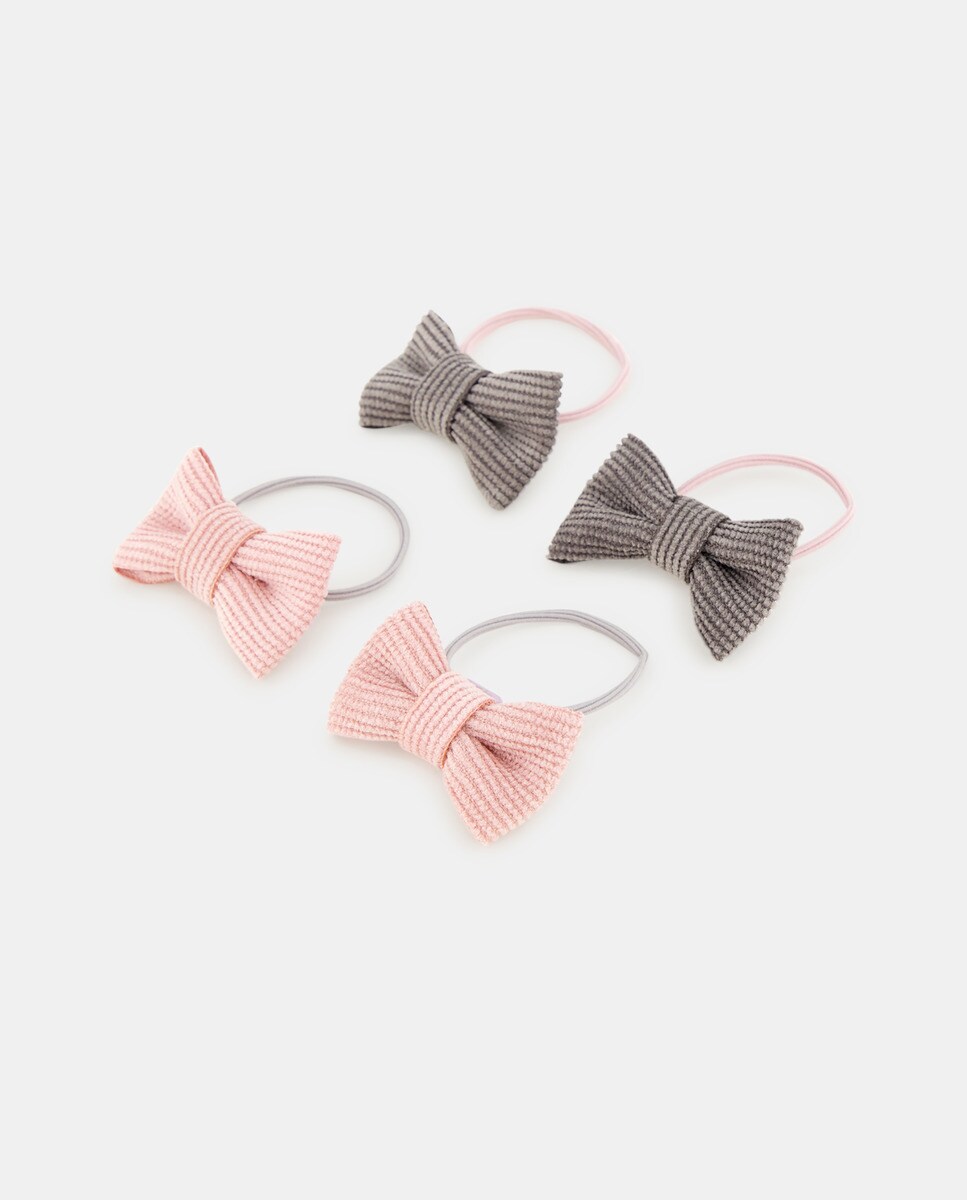 Lot de quatre chouchous avec n?ud côtelé