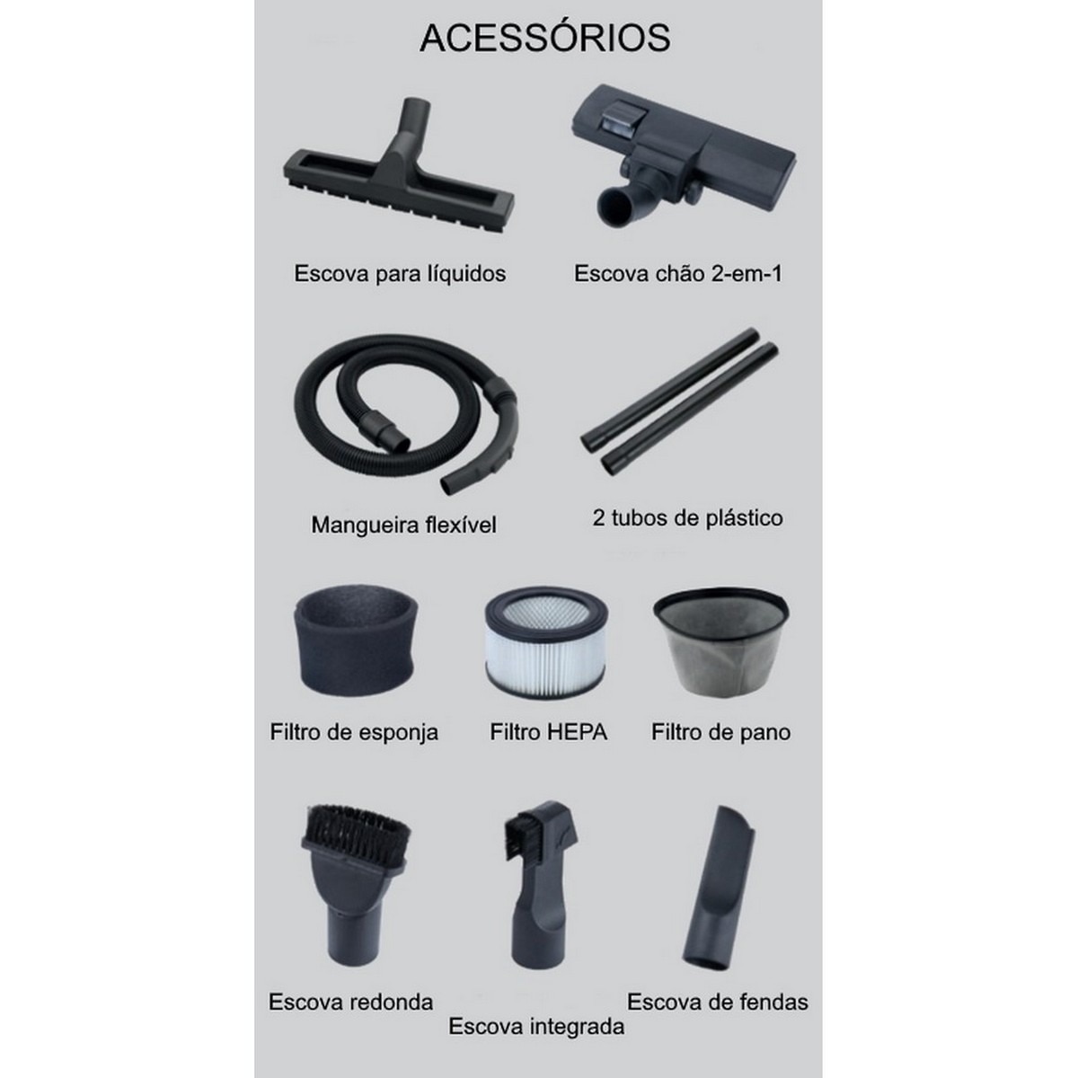 Aspirador de Água e de Pó Sogo ASP-SS-16136 de 1200 W e Capacidade de 20 Litros - Inox e Preto Inox/Preto-9