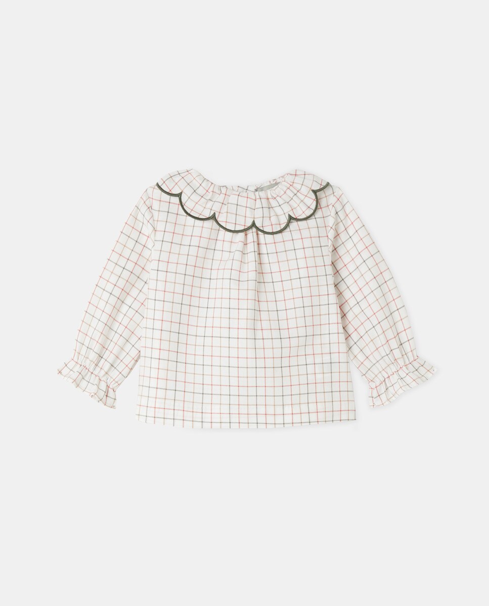 Chemisier à manches longues et col festonné