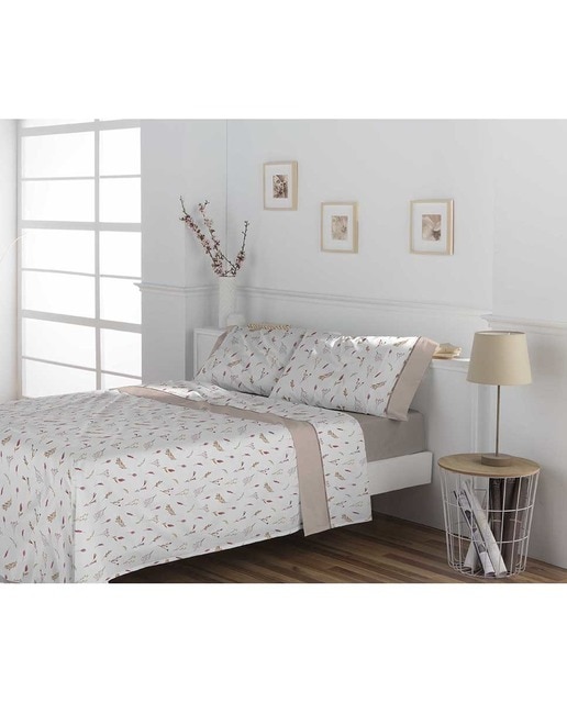 Imagen 0 de Juego sábana tela Don algodón 150 h 150 cm Ina beige