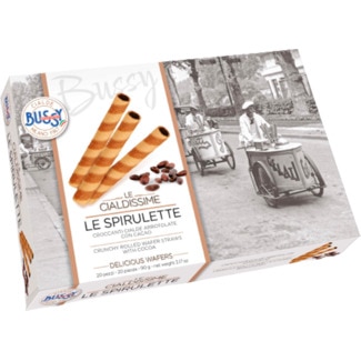 Wafer para Gelado Rolos com Risca 20 unidades embalagem 90 g - Bussy