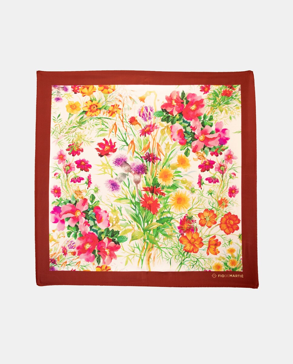 Foulard en soie à motif blanc et