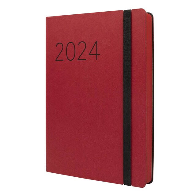 Imagen 0 de Agenda encuadernada año 2024 Flexi Lisa FA5 - 148x210 1 día página Finocam rojo multilingüe