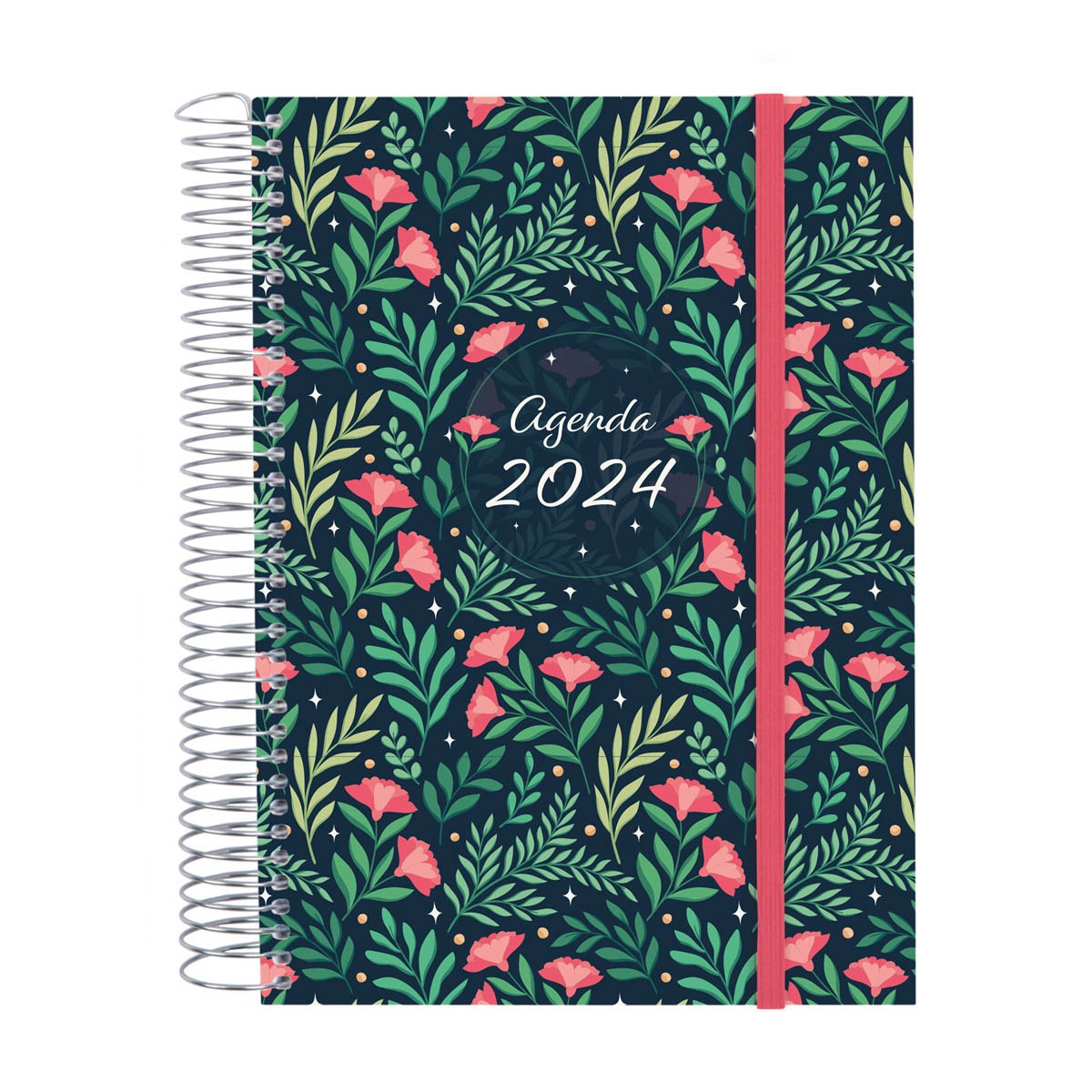Agenda espiral año 2024 1/4 - 155x212 1 día página Finocam verde Multicolor-1
