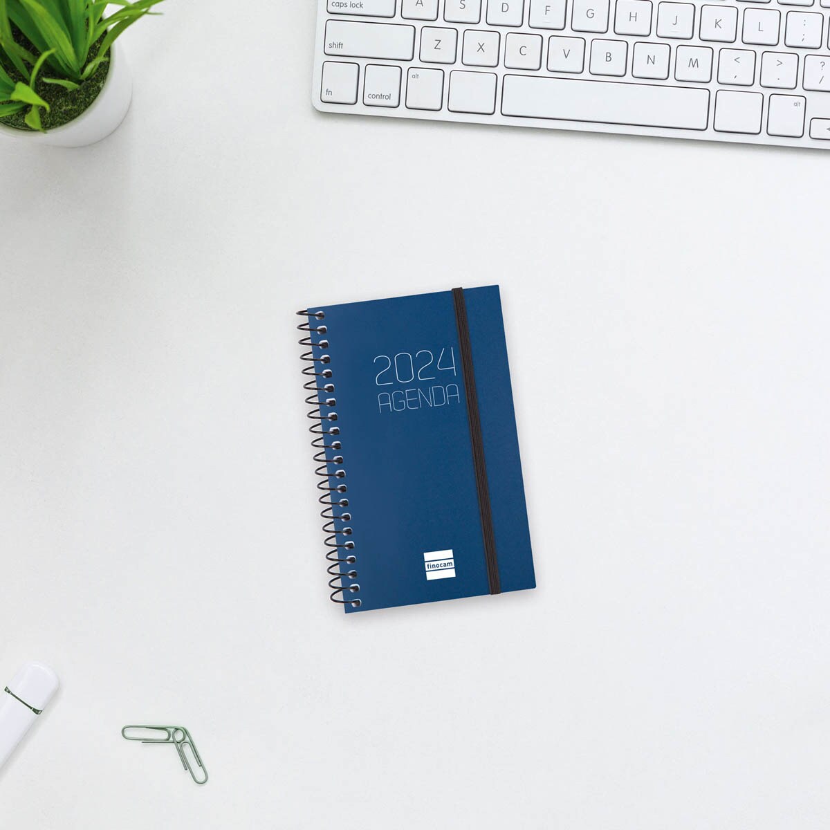 Agenda año 2024 Espiral Opaque E3 - 79x127 semana vista horizontal Finocam azul Azul-2