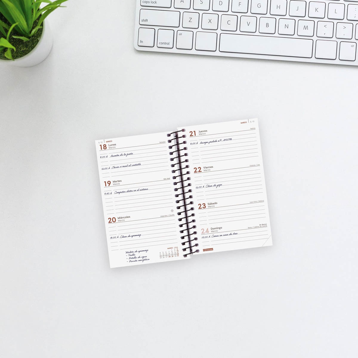 Agenda año 2024 Espiral Opaque E3 - 79x127 semana vista horizontal Finocam negro Negro-3