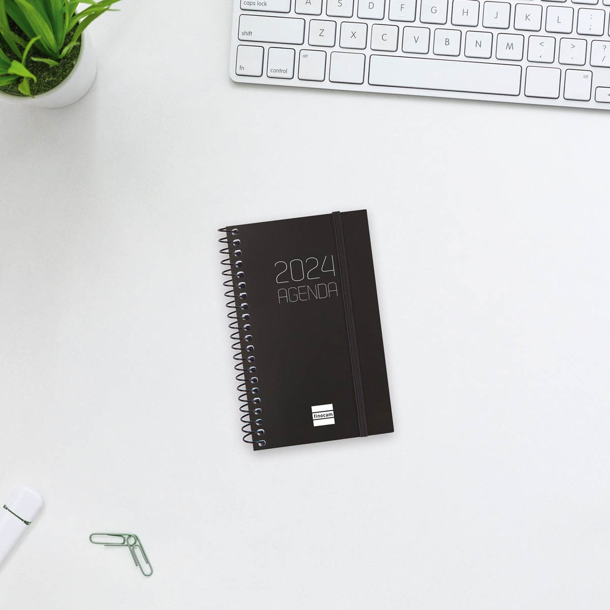 Agenda año 2024 Espiral Opaque E3 - 79x127 semana vista horizontal Finocam negro Negro-2