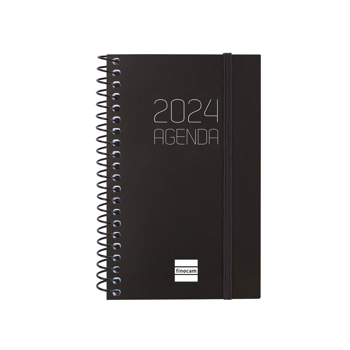 Agenda año 2024 Espiral Opaque E3 - 79x127 semana vista horizontal Finocam negro Negro-1