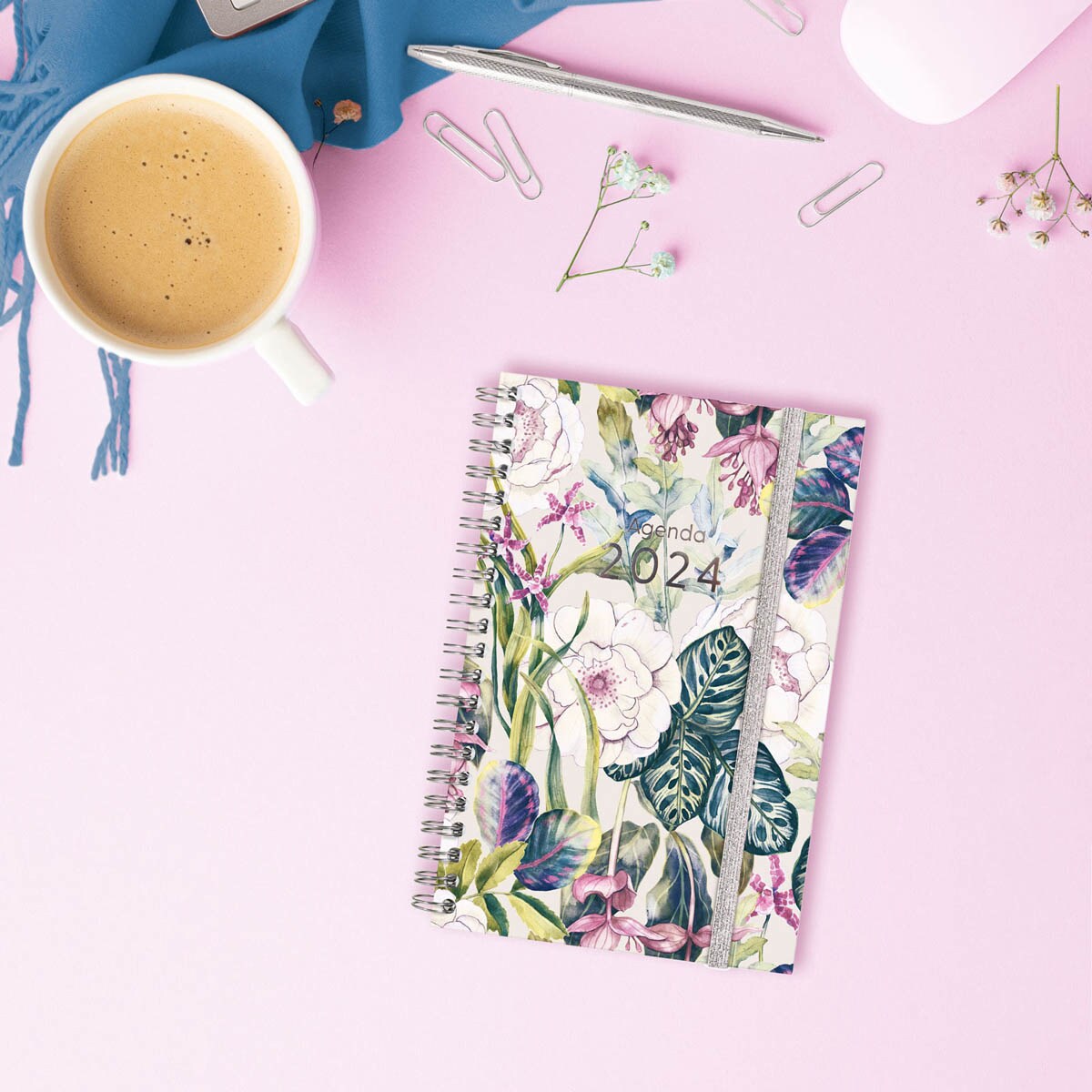 Agenda año 2024 Espiral You E5 - 117x181 semana vista horizontal Poppy Finocam multicolor multilingüe Multicolor-2