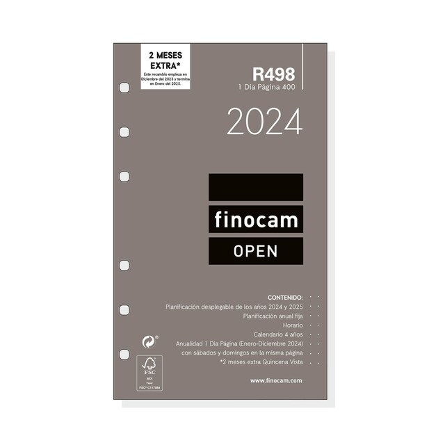 Imagen 0 de Recambio anual año 2024 Open R498 400 - 91x152 1 día página Finocam