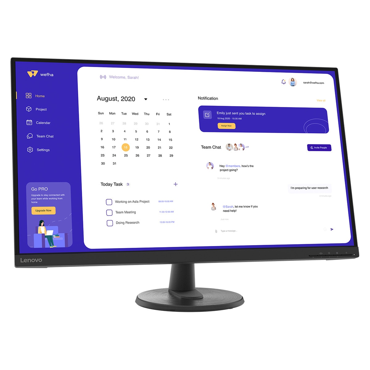 Monitor PC 80 cm (31,5") Lenovo D32u-40, 60 Hz, UHD 4K 2