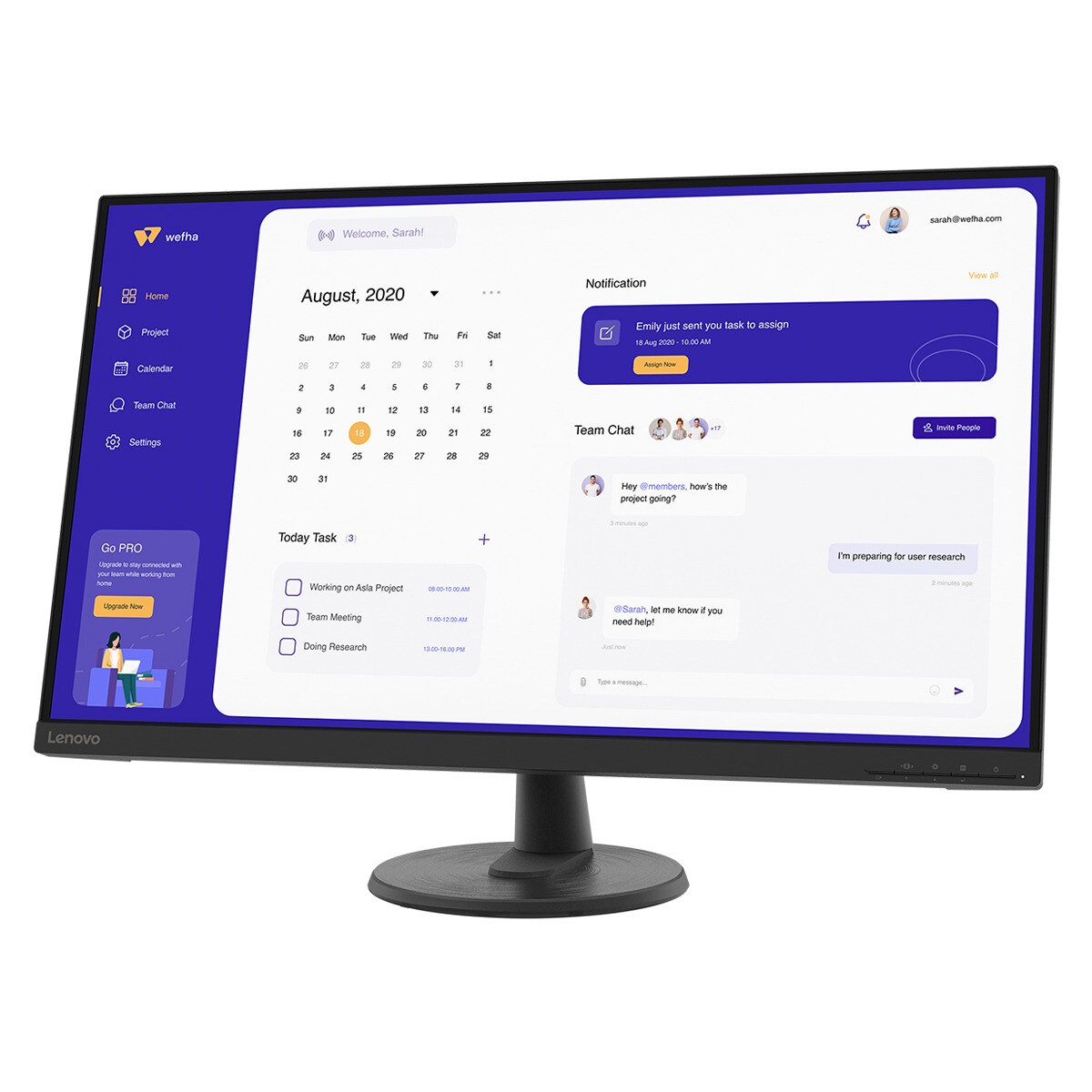 Monitor PC 80 cm (31,5") Lenovo D32u-40, 60 Hz, UHD 4K 4