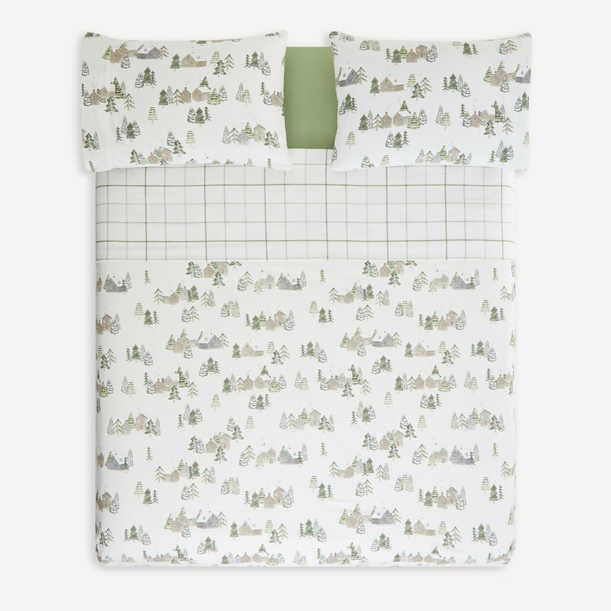 Ensemble housse de couette en flanelle Village