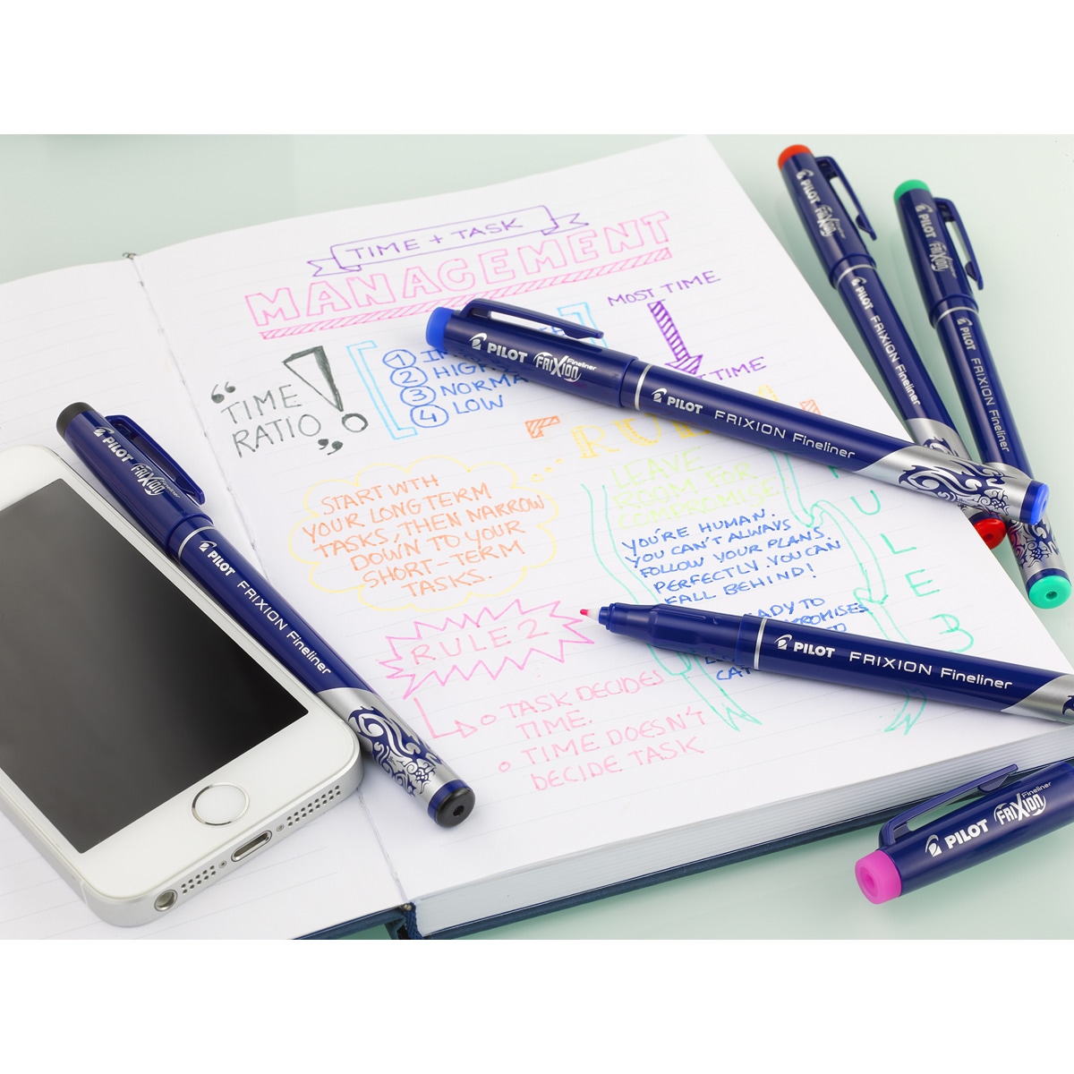 Bolígrafo de tinta de fibra borrable por fricción Frixion Fineliner Pilot azul cielo Azul Cielo-3