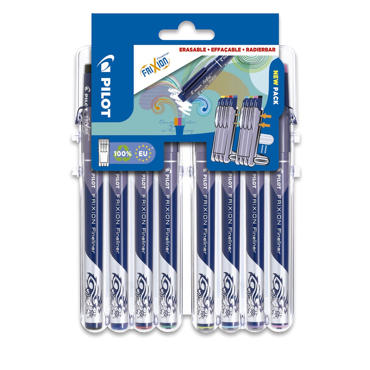 Imagen 0 de Set de 8 bolígrafos de tinta de fibra borrable por fricción Frixion Fineliner Pilot multicolor