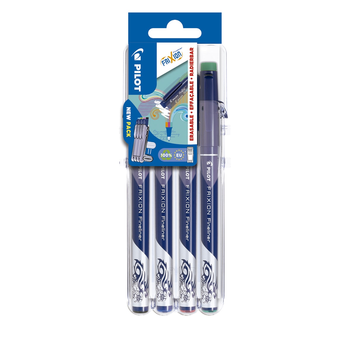 Imagen 0 de Set de 4 bolígrafos de tinta de fibra borrable por fricción Frixion Fineliner Pilot multicolor