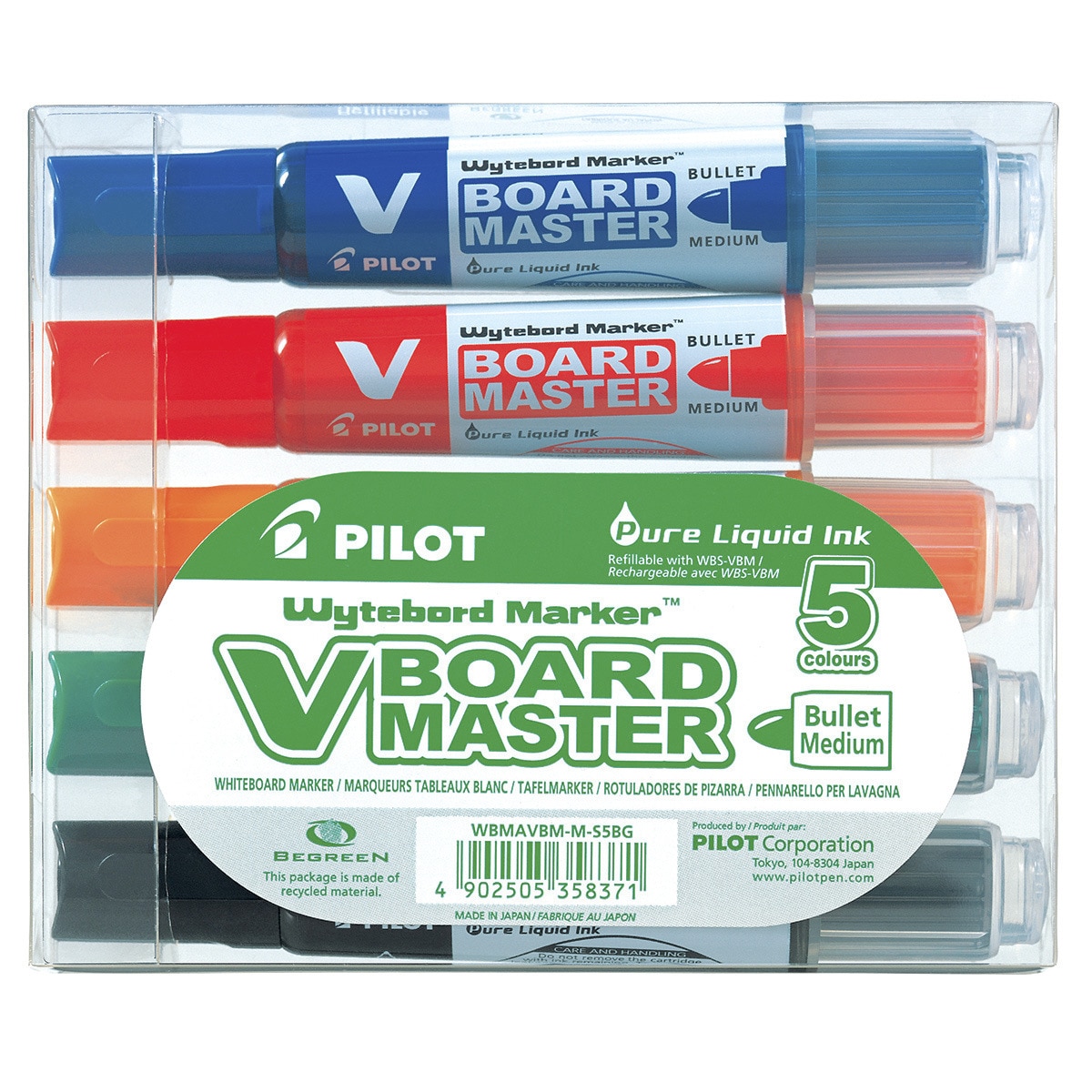 Imagen 0 de Set de 5 rotuladores de pizarra blanca recargables V-BOARD MASTER M Pilot multicolor