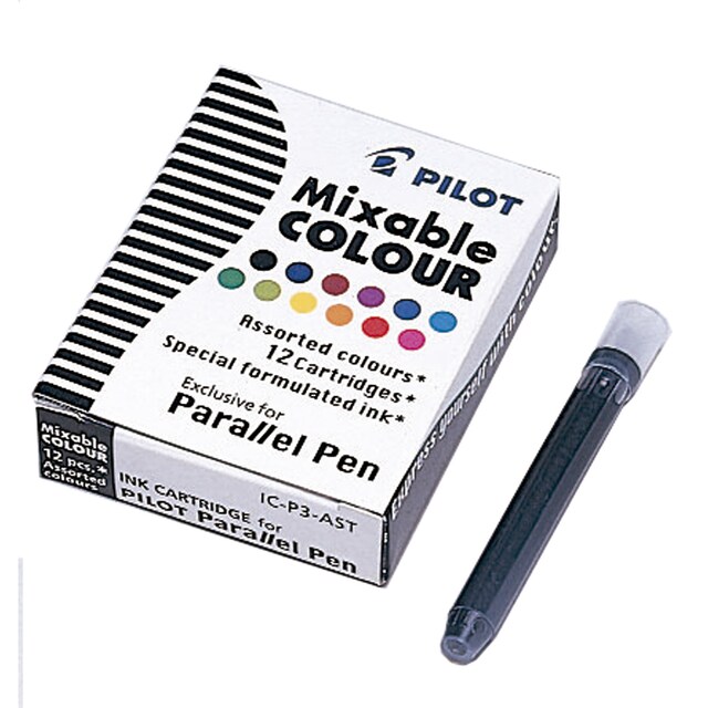 Imagen 0 de 12 Cartuchos en color negro para la Pluma Caligráfica Parallel Pen Pilot 12 multicolor