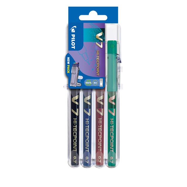 Imagen 0 de Set de 4 roller tinta líquida de punta de aguja V-7 Pilot multicolor