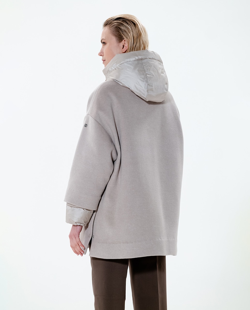 Sobretudo com Interior Acolchoado Bege-3