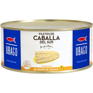 filetes de caballa en aceite vegetal lata 620 g neto escurrido - Ubago