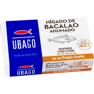 hígado de bacalao ahumado en su propio aceite lata 60 g - Ubago
