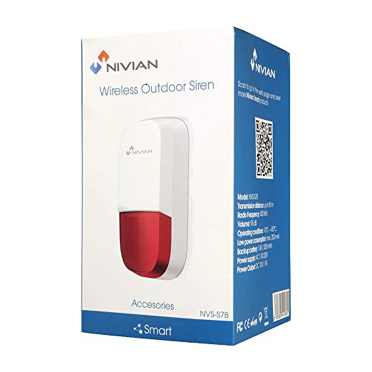 Sirena de exterior con alerta lumínica Nivian NVS-S7B Blanco / Rojo-7