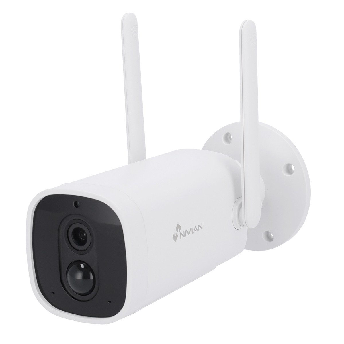 Cámara Wi-Fi exterior 1080p Nivian NVS-IPC-06-BAT con IA, a batería Blanco / Negro-1