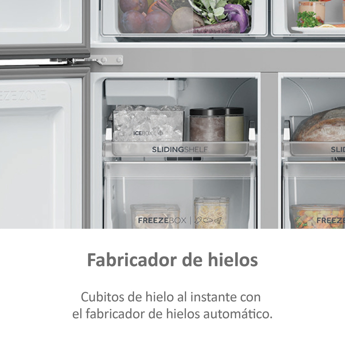 Frigorífico americano Haier 4 puertas, con dispensador Cube 90 Series 5 - HCR5919EHMP Inox-12