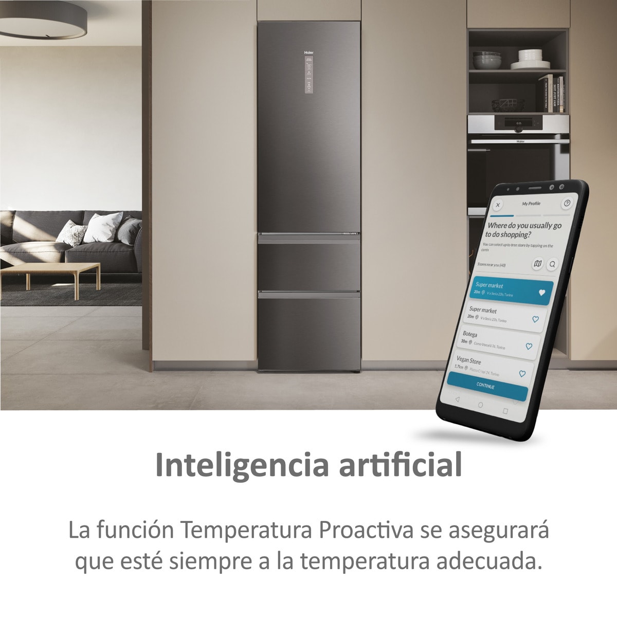Frigorífico Combinado Haier 3D 60 Series 5 HTW5620CNMP de 3 Portas, No Frost, com Wifi e de 205 cm - Inox Escuro Dark Inox-6