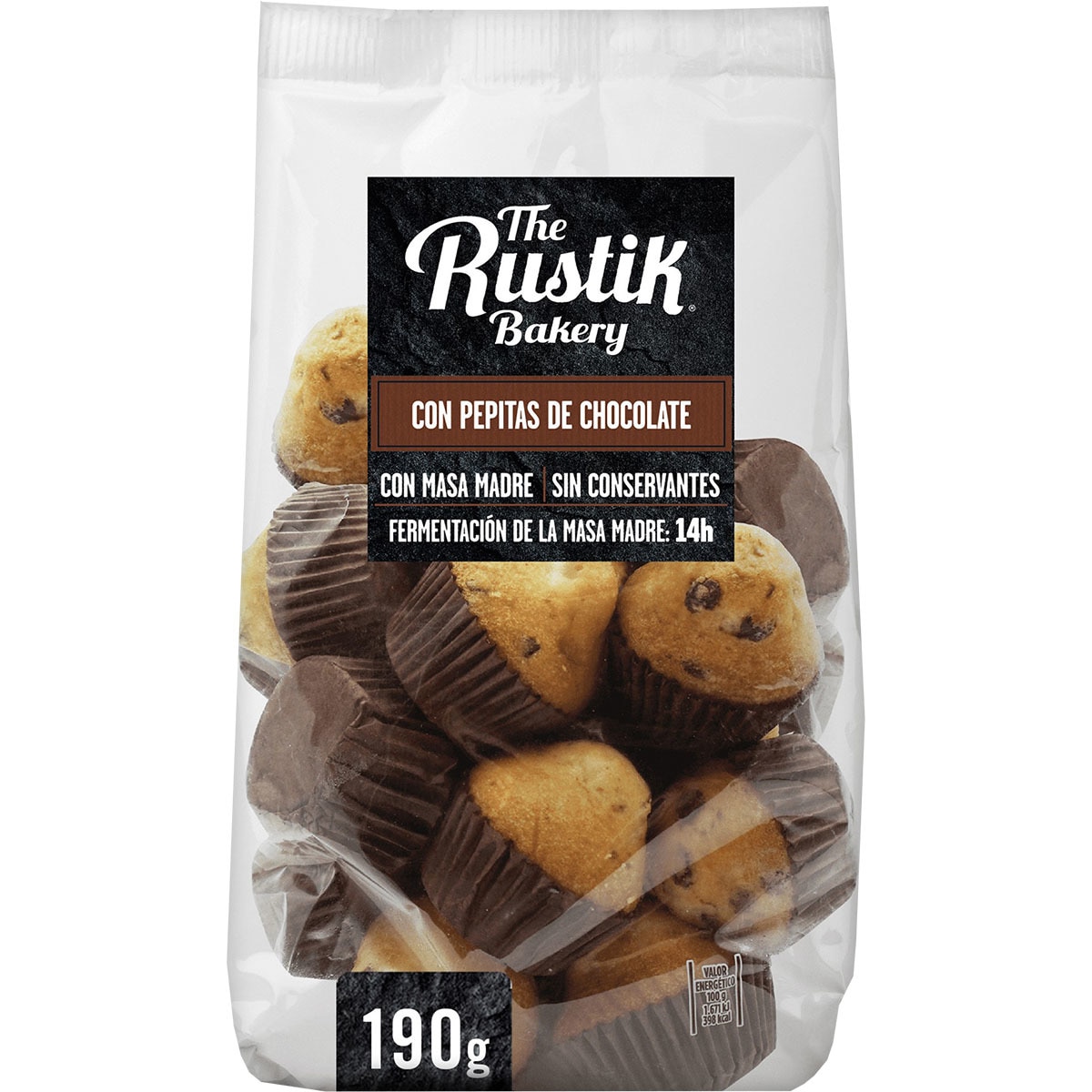 magdalenas mini con pepitas de chocolate y masa madre bolsa 190 g