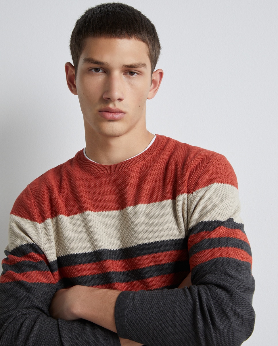 Pull col rond à motif