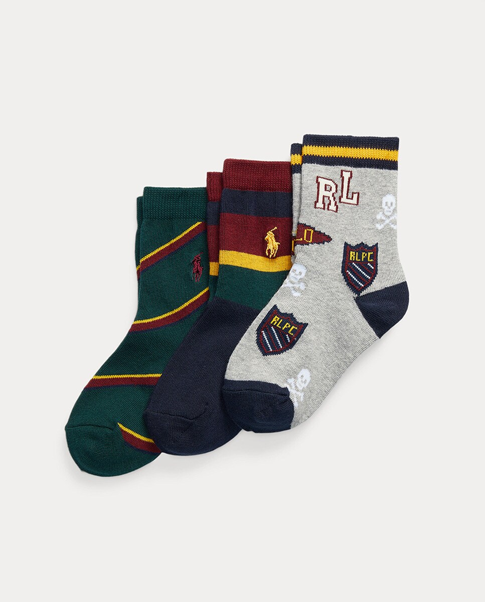 Lot de 3 paires de chaussettes montantes imprimés assortis