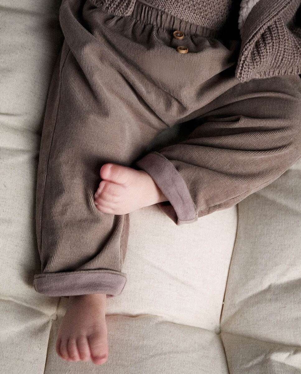Pantalon côtelé fin doublé
