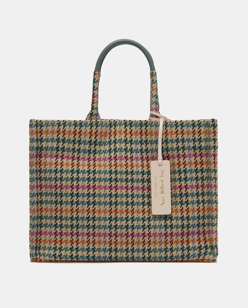 Grand sac tote en tissu pieddepoule