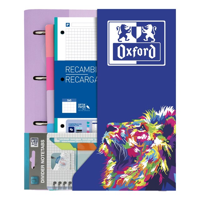 Imagen 0 de Pack especial archivador Europeanbinder A4+ con recambio adicional, separadores y regla con pestañas Oxford pastel surtido