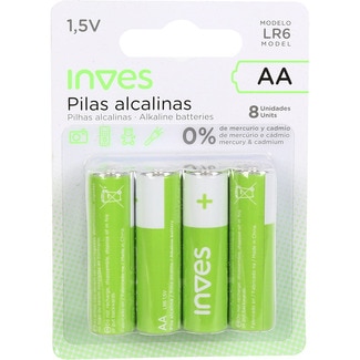 pila alcalina AA modelo LR6 1,5 V blister 8 unidades - Inves