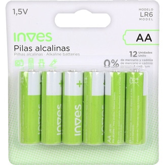 pila alcalina AA modelo LR6 1,5 V blister 12 unidades - Inves