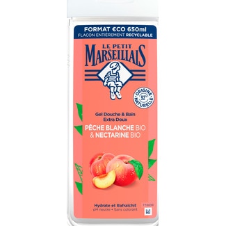 Gel de Banho Pêssego Branco e Nectarina Biológico embalagem 650 ml - Le Petit Marseillais