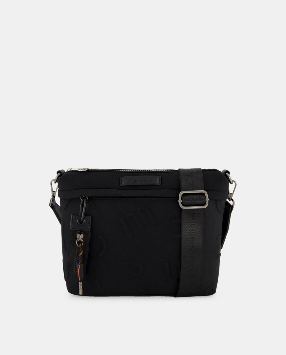 Sac à bandoulière en néoprène avec logo gravé ton sur ton