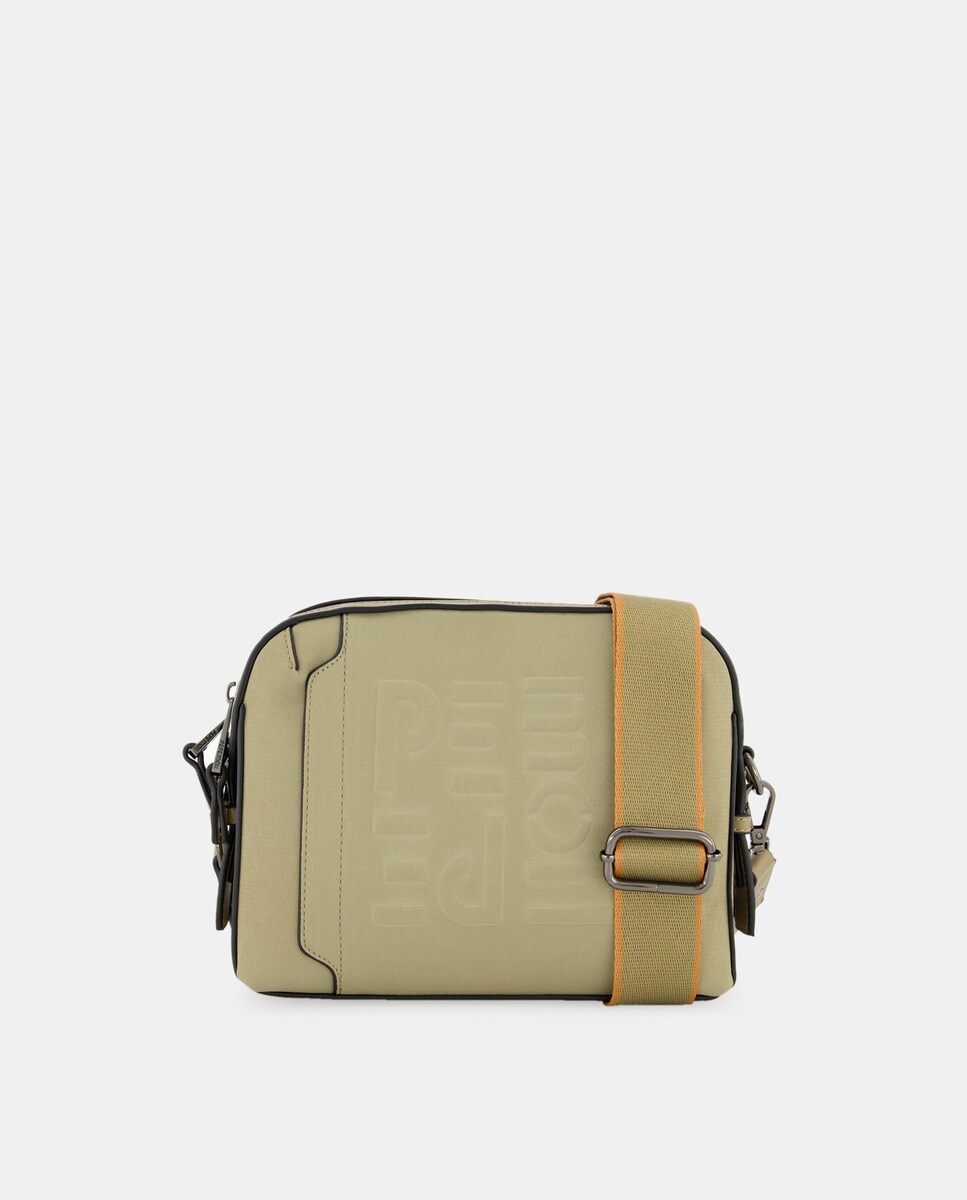 Petit sac à bandoulière gris avec logo en relief devant