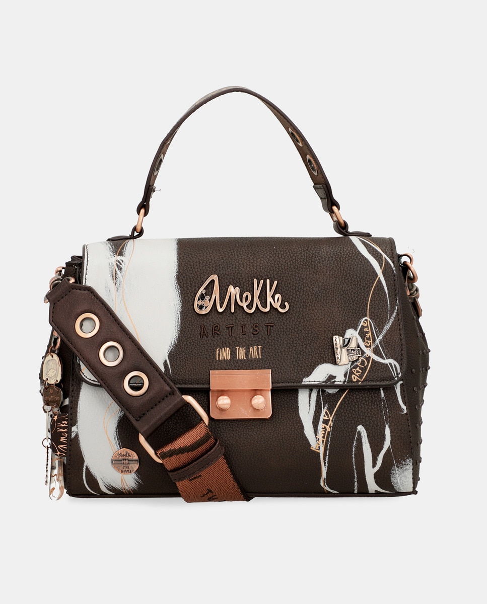 Sac à main moyen foncé imprimé avec bandoulière amovible